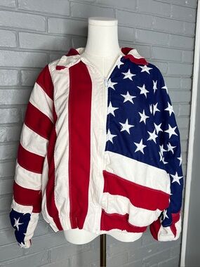 Vintage "Limited Edition, LTD" American Flag Bomber Jacket Size Large